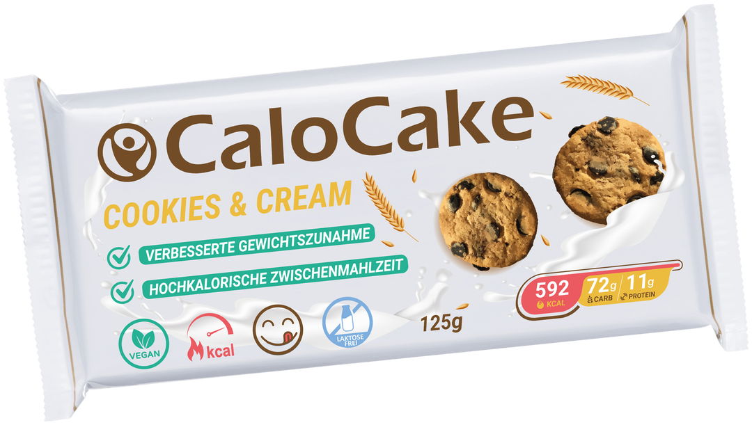 Verpackung CaloCake Cookies & Cream, 125 g